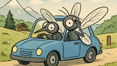 Witz: Fahren zwei Mücken im Auto…