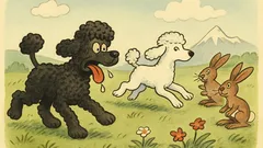 Witz: Ein schwarzer Pudel jagt zwei Hasen