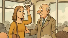 Witz: Im überfüllten Bus: «Haltegriff rechts!»