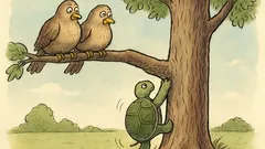 Witz: Zwei Vögel beobachten eine Schildkröte