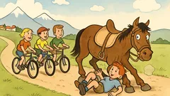 Witz: Alle Kinder sitzen fest im Sattel…