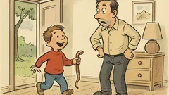 Witz: Ein Fünfjähriger kommt mit Regenwurm heim