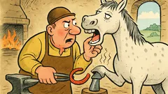 Witz: Schaut der Hufschmied dem Schimmel ins Maul…