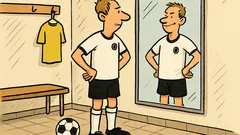Witz: Ein Fussballnationalspieler schaut in den Spiegel…