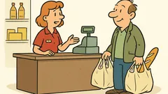 Witz: Beim Discounter fragt d Kassiererin: «Tüte?»