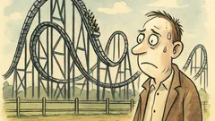 Witz: Ein Mann steht vor der Achterbahn