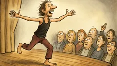 Witz: Barfuß-Ausdruckstänzer steht auf der Bühne