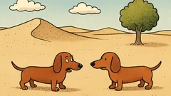 Witz: Zwei Dackel begegnen sich in der Wüste…