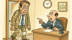 Witz: Krause kommt verarztet eine Stunde zu spät