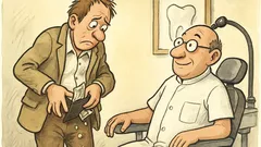 Witz: Beim Zahnarzt zählt Müller sein Geld