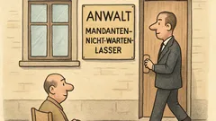 Witz: Ein Anwalt beschriftet sein Kanzleischild…