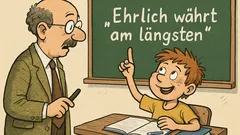 Witz: Der Lehrer erklärt „Ehrlich währt…“