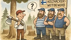 Witz: Ein Ungar beim finnischen Holzhackerwettbewerb