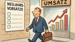 Witz: Lieber gute Umsätze als Vorsätze.