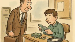 Witz: Der Abteilungsleiter zählt Abschiedsgeld